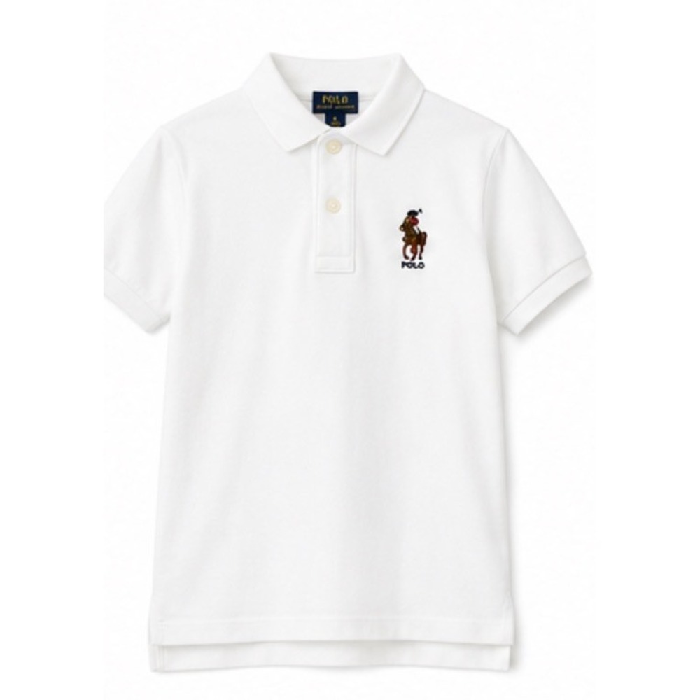 Polo Ralph Lauren Polo Shirt Kids Sz 6 White Polo Bear Graphic Short Sleeve